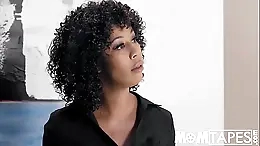 African American stepmother binds her two stepchildren to instruct them on sharing her intimate area, featuring Misty Stone and Daya Knight in a bizarre family scenario